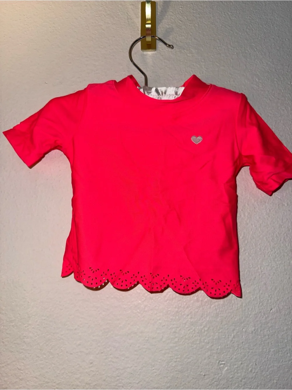 Carter's Bright Pink Short Sleeve Swim Top with Floral Bikini Bottom